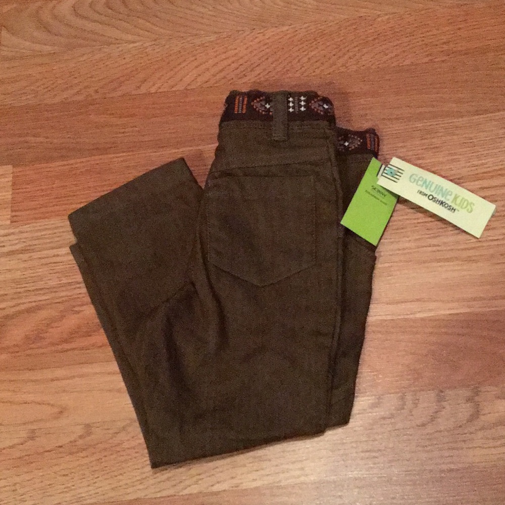 NEW! Osh Kosh Girls Brown Pants with Belt